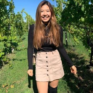 Faux Suede Zara Skirt - Neutral tan color